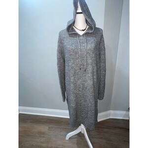 H&M Gray Hooded Midi Sweater Dress